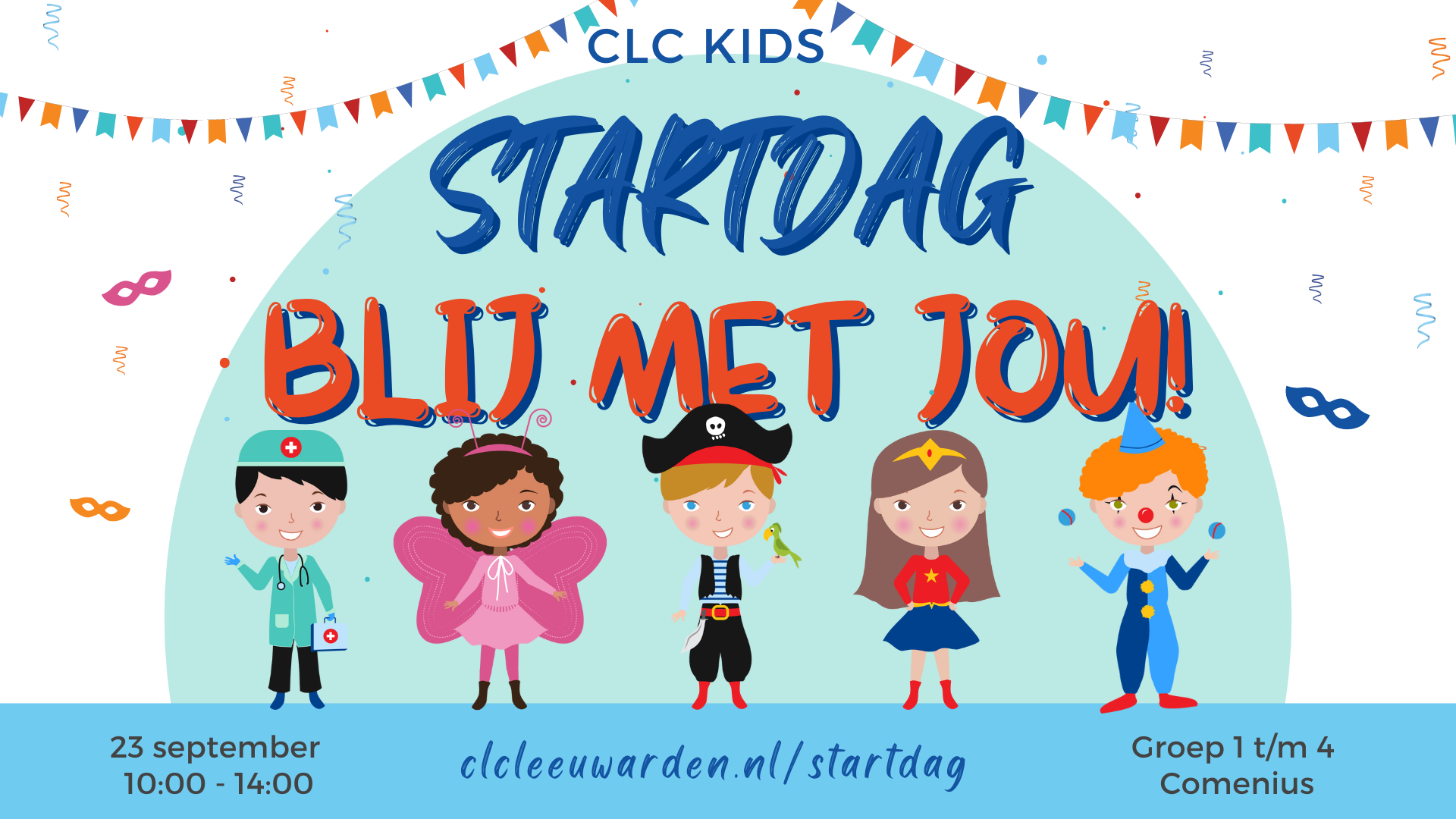 Startdag voor de kinderen van groep 1 tot 4 van de basisschool van City Life Church Leeuwarden en hun vrienden.